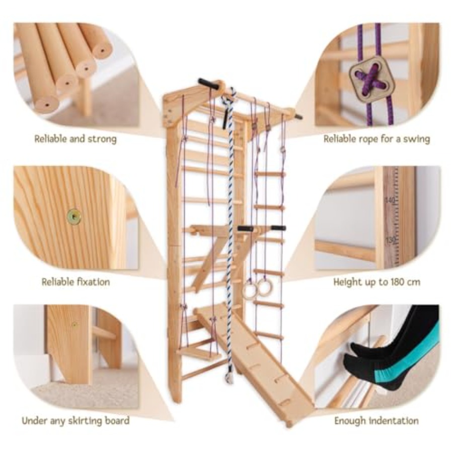 Swedish Ladder Wall Bars for h - Gymnastic Ring Wood review and price