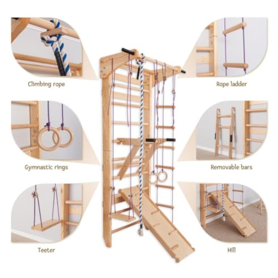 Swedish Ladder Wall Bars for h - Gymnastic Ring Wood review and price