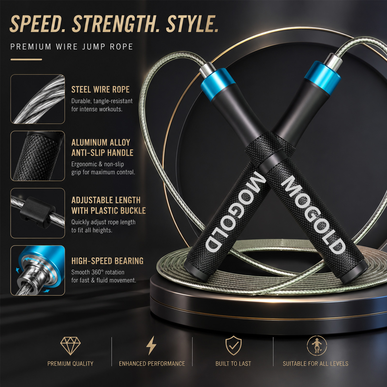 MOGOLD Professional Speed Jump - Jump Rope Speed Bearing review and price